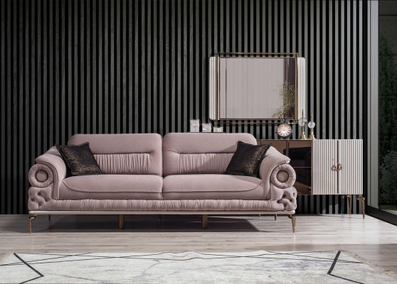 Stilvoller 3-Sitzer Wohnzimmer Rosa Luxus Couchen Polster Sitzmöbel Neu