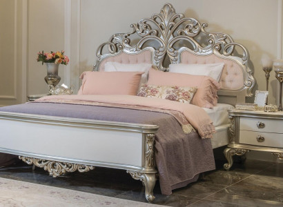 Bett Möbel Silber Rosa Schlafzimmer Möbel Design Betten Luxus Barock Holz