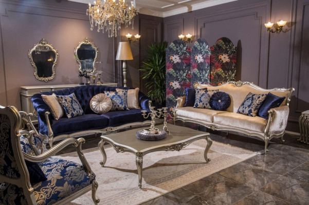 Dreisitzer Luxus Sofa 3 Sitzer Sofas Barock Rokoko Stoff Design Couch