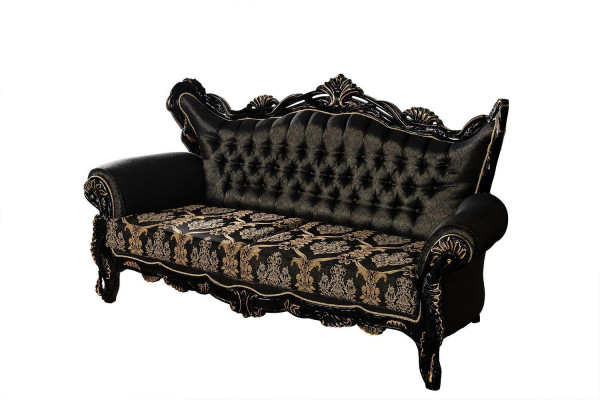 Schwarze Barock Möbel Sofagarnitur Sofa Couch Polster Möbel Tisch 5tlg