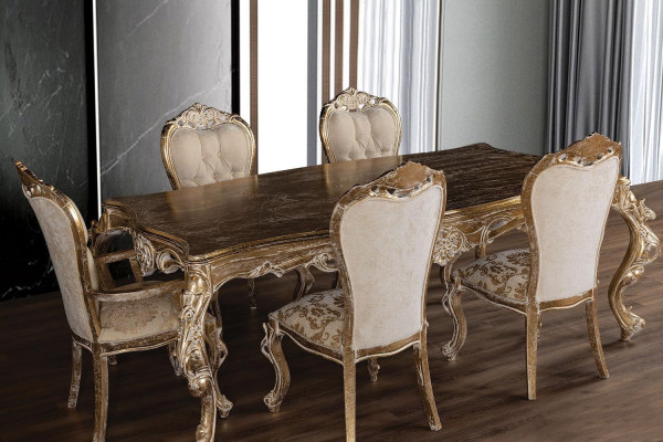 Elegantes Art-déco-Esszimmer Set Designer Esstisch mit Stühlen