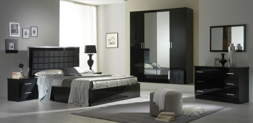 Design Schlafzimmer 6 tlg. Schlafzimmer Komplett Set Bett Nachttisch Kommode Neu