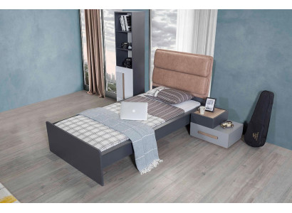 Bett Jugendzimmer Betten Schlafzimmer Möbel Einzelbett Einrichtung Grau