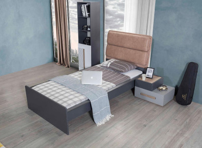 Bett Jugendzimmer Betten Schlafzimmer Möbel Einzelbett Einrichtung Grau