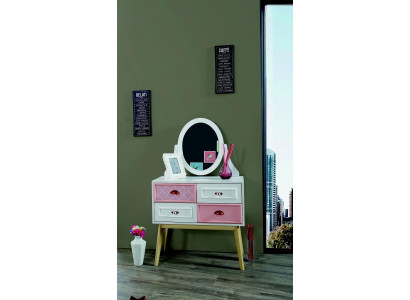 Kommode mit Spiegel Luxus Konsole Kommode Rosa Kinderzimmer Möbel Neu