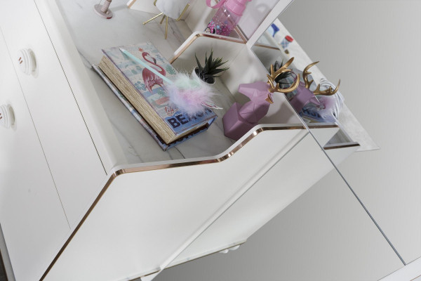 Schreibtisch Kinderzimmer Bücherregal 2tlg. Set Holz Regal Möbel Weiß