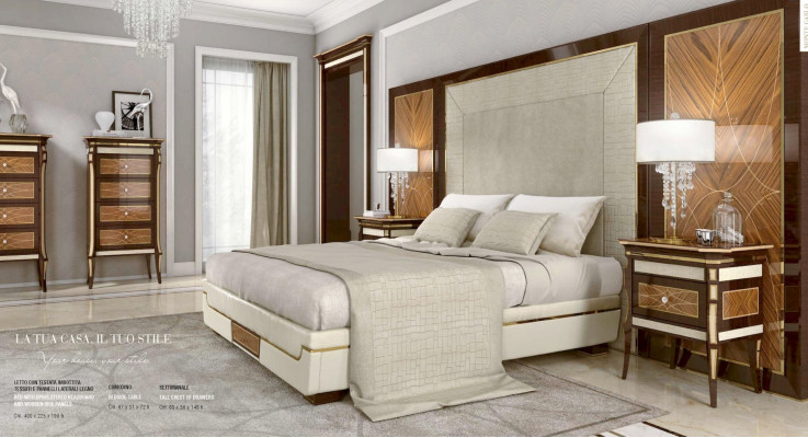 Garnitur Schlafzimmer Doppelbett Bett Luxus Braun Gruppe Set 3tlg