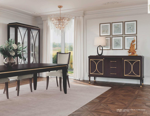 Garnitur Esszimmer Esstisch Ausziehbar Stühle Kommode Vitrine Set 7tlg