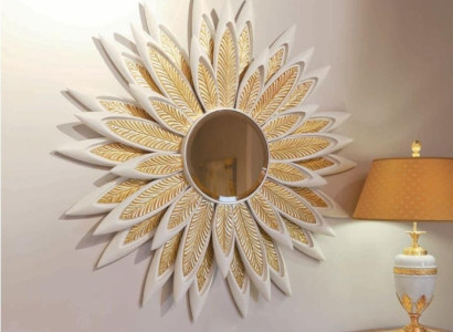 Blume Wandspiegel Spiegel Luxus Holz Gold Barock Schlafzimmer Beige