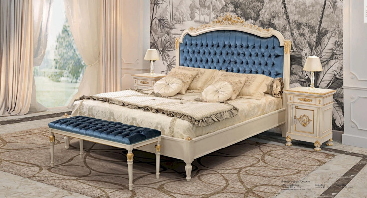 Hocker Chesterfield Sitzer Sitz Polster Bank Polster Stoff Holz Blau