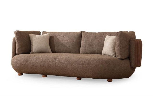 Brauner 3-Sitzer Wohnzimmer 3-er Polster Sofas Ledercouchen Luxus Möbel