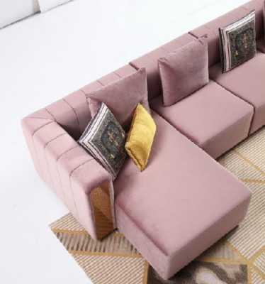 Ecksofa L-Form Couchtisch Polster Ecke Wohnzimmer Luxus Möbel Sofa Couch 3tlg
