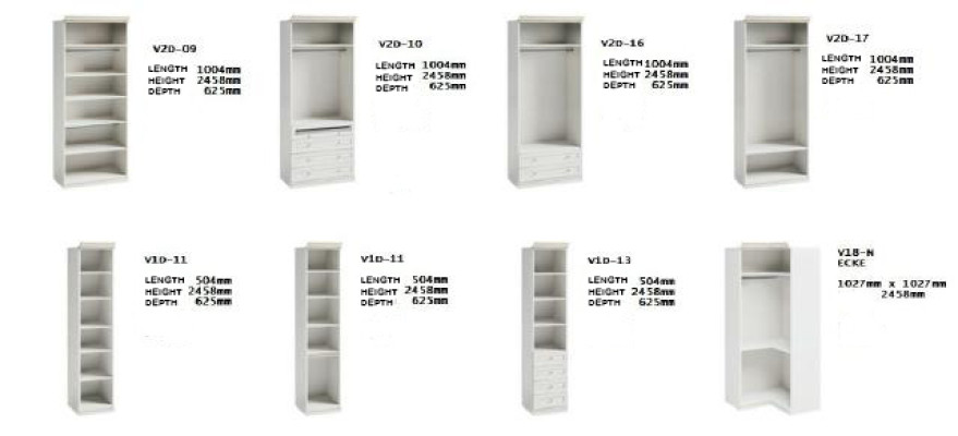  Element Model V2D-16 für Begehbarer Schrank Kleiderschrank Italienische Möbel 