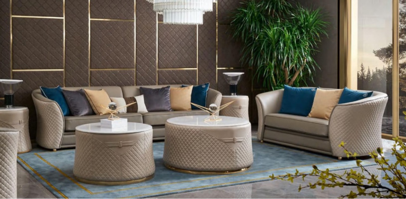 Luxus Möbel Sofagarnitur Couch Sofa Polster 421 Sitzer mit 2x Couchtisch 5tlg.