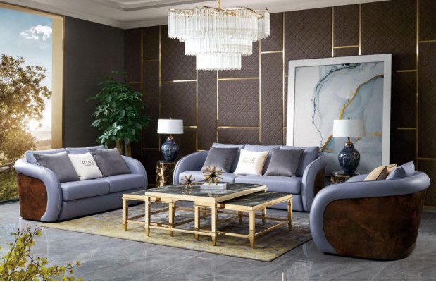 Luxus Wohnzimmer Möbel Sofagarnitur Ledersofa Couch Polster Set Design