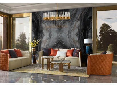 Ledersofa Sofa Couch Polster 5tlg. Wohnzimmer Set Garnitur Couchen Set