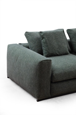 Wohnlandschaft Ecksofa L-Form Holz mit Textil Moderne Couch Neu grün