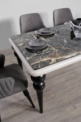 Tische Komplett Set Esstisch 4x Stühle Esszimmer Set Ess Gruppe Holz Tisch 5tlg