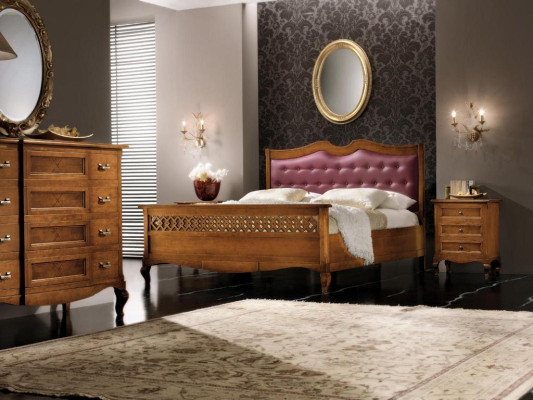 Italienisches Designer Schlafzimmer Bett 2x Nachttische Kommode 4tlg. Set Neu