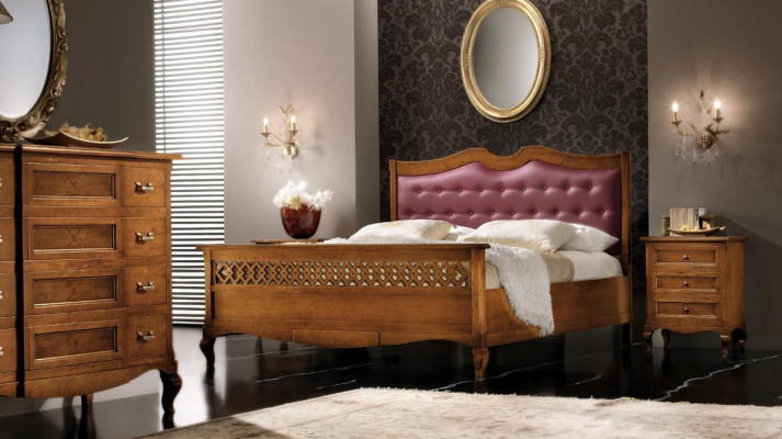 Italienisches Designer Schlafzimmer Bett 2x Nachttische Kommode 4tlg. Set Neu