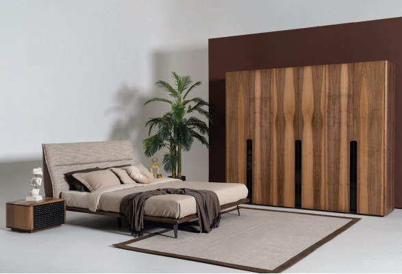 Modern Loft Design Schlafzimmer Bett Design Luxus Betten Polster Stil Möbel Neu grau