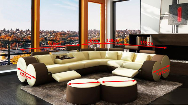 Ecksofa Sofa Leder Couch - Designer Couchgarnitur Sitz Polster Wohnlandschaft