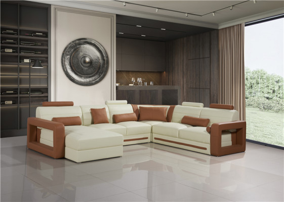 Designer Couch U Form Ecksofa Polster Couch Leder Garnituren Wohnlandschaft Neu