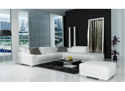 Designer Sofa Garnitur Couch Ecksofa mit Hocker Wohnlandschaft Polster