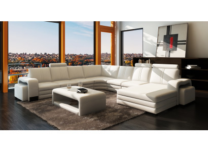 Wohnzimmer Sitz Garnitur Sofa Polster Set Wohnlandschaft Sofa + 2x Hocker