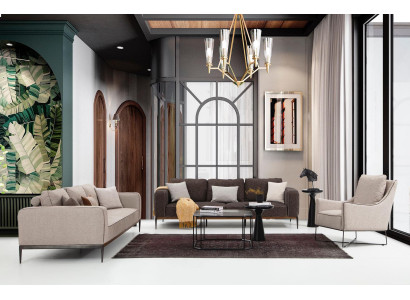 Sofagarnitur 221 Sitzer Sofa Garnitur Beige Sofas Sessel Modern Set