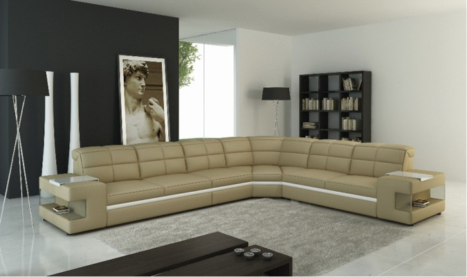 Ledersofa Designersofa Ecksofa Couch Polster Sofa Eckgarnitur mit Beleuchtung