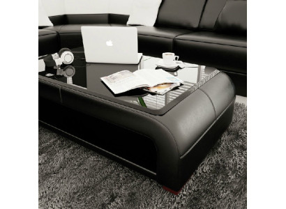 Sofatisch Design Tisch Wonzimmer Glas Leder Couch Beistell Sofa Kaffee