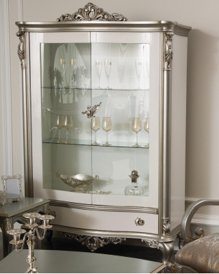 Klassische Silber Vitrine Französische Stil Möbel Anrichte Glasschrank