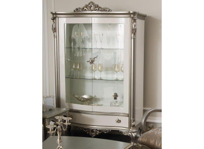 Klassische Silber Vitrine Französische Stil Möbel Anrichte Glasschrank