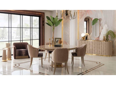 Essgarnitur Esstisch 4 Stühlen Sideboard Spiegel Essgruppe Esszimmer Set 8tlg