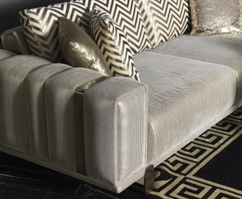 Designen Sofagarnitur 3+2+1 Sitzer Moderne Sessel Luxus Möbel Stoff Gold