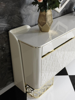 Modernen Esszimmer Set Möbel Esstisch 4x Stühle Anrichte Kommode 6tlg