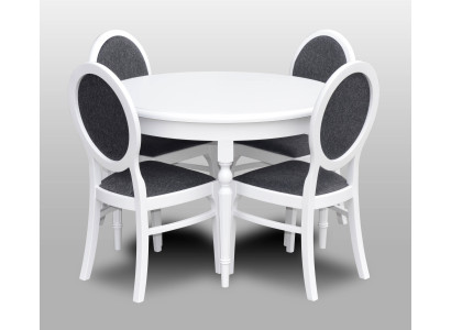Klassischer Rund Runder Tisch Holz Design Tische Esszimmer + 4 Stühle