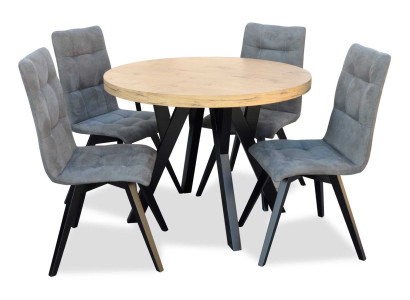 Komplett Rund Esstisch 4x Stühle Esszimmer Set Ess Gruppe Holz 5tlg