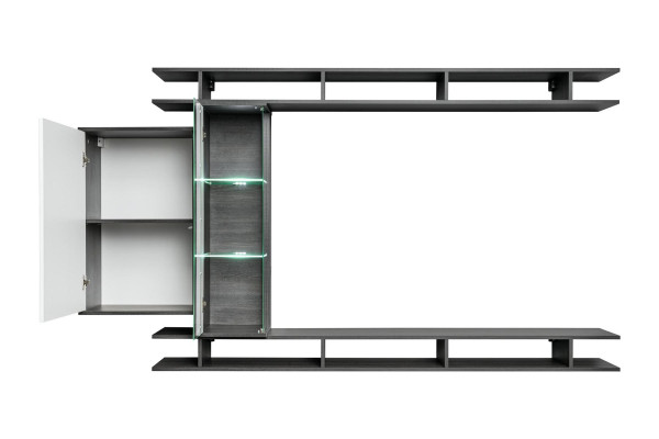 Modern Wohnwand Grau Designer Wohnzimmer Möbel Holz Wandschrank