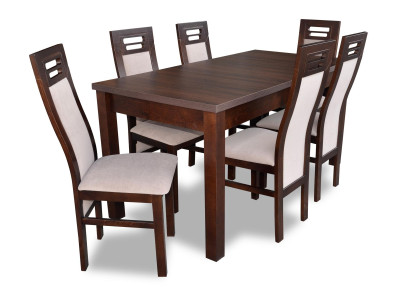 Holz Ess Tisch 6 Stühle Set Garnitur Zimmer Gruppe 7 tlg. Tische Lehnstühle Neu