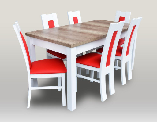 Esszimmer Set Garnitur 7 tlg. Rote 6x Sessel Stuhl Tisch Komplett Gruppe Lehn