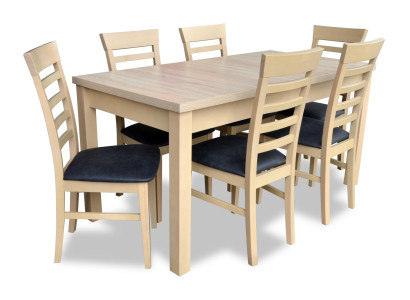 Design Luxus Esszimmer Möbel Ess Gruppe Garnitur Komplett Set 7tlg. Holz. Stoff