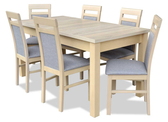 Esstisch + 6x Stühle Esszimmer Garnitur Designer Holz Klassische Set