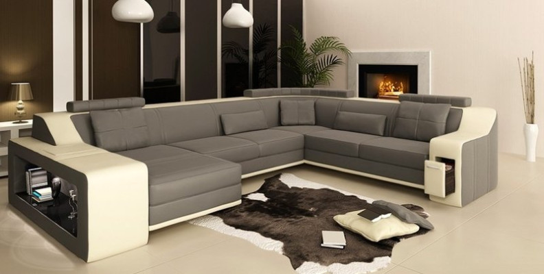 Moderne Wohnlandschaft Polster Ecksofa Sofa Couch Eck Garnitur Textil