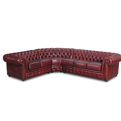 Ecksofa Sofa Couch Polster Eckgarnitur Eck Chesterfield 100% Leder