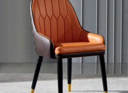 Braun-Orange Esszimmerstühle Designer Holzstühle Moderner Lehnstuhl