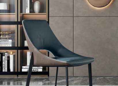 Blauer Kunstlederstuhl Textil Esszimmer Sitzmöbel Polsterstühle 1-Sitzer
