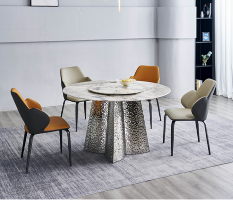 Moderne Essgruppe Designer Esstisch 4x Kunstlederstühle Luxus 5tlg Set