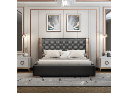 Schlafzimmer Betten Graues Lederbett Moderne Möbel Holzgestell Betten